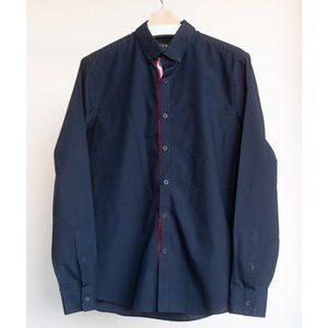 Topman Men's Shirt Slim Fit Navy Blue Size M